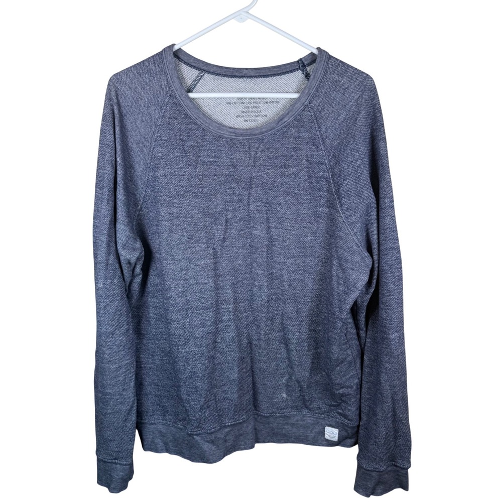 SKU Sweatshirt Mens Large Blue Marled Raglan Crew Neck Made in USA Slub Knit